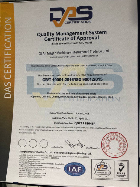 Porcellana Xian Mager Machinery International Trade Co., Ltd. Certificazioni